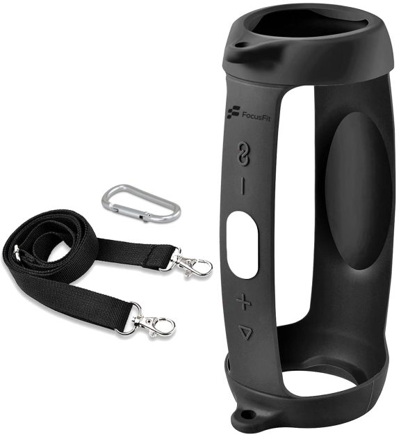 FocusFit® Silicone Cover Case & Shoulder Strap for JBL Charge 5 Speaker