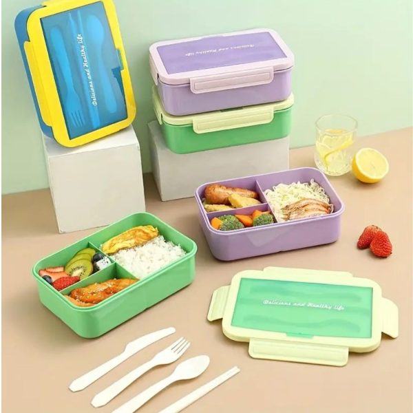 FocusFit® Three-Compartment Bento Box with Utensils - Image 9