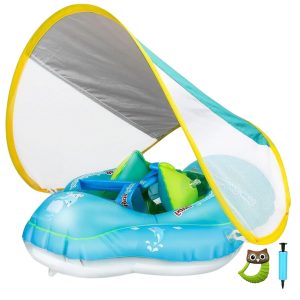 FocusBaby® Inflatable Pool Float for Infants with Removable Canopy – UPF50+