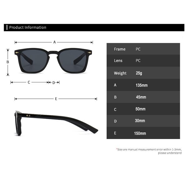 FocusFit® Ultra-Light Wayfarer UV350 Sunglasses 6020PL-BL - Image 7