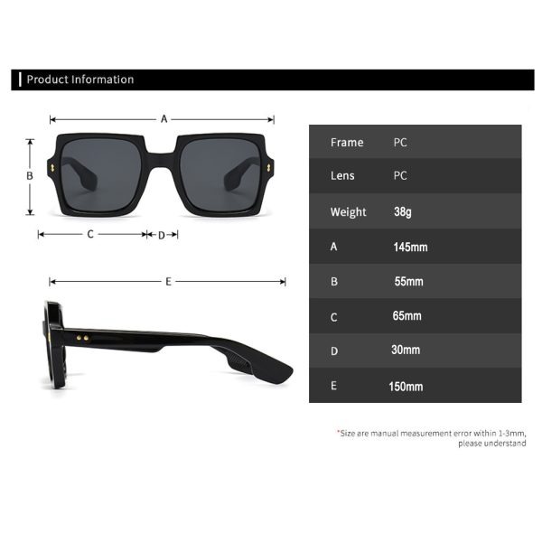 FocusFit® Oversized Square UV350 Sunglasses 6001PL-BL - Image 7