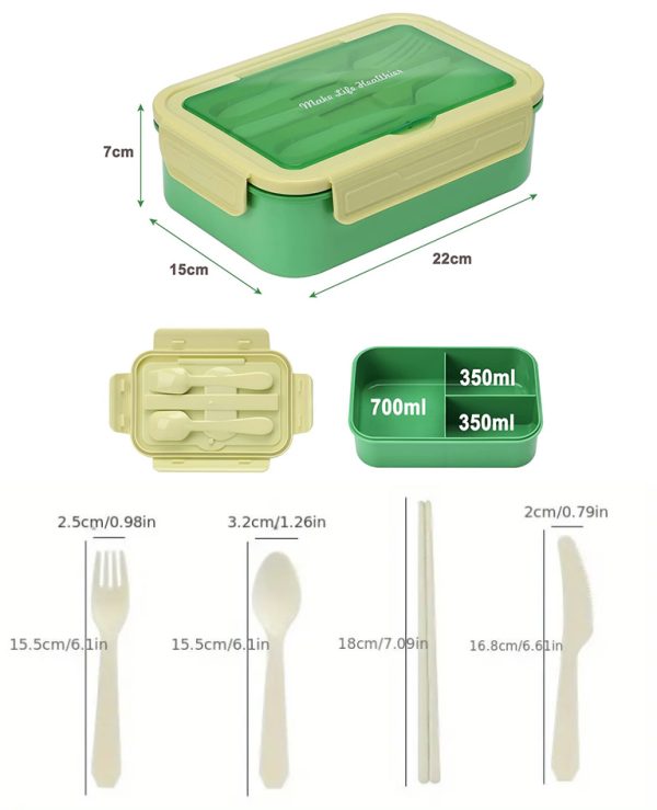 FocusFit® Three-Compartment Bento Box with Utensils - Image 3