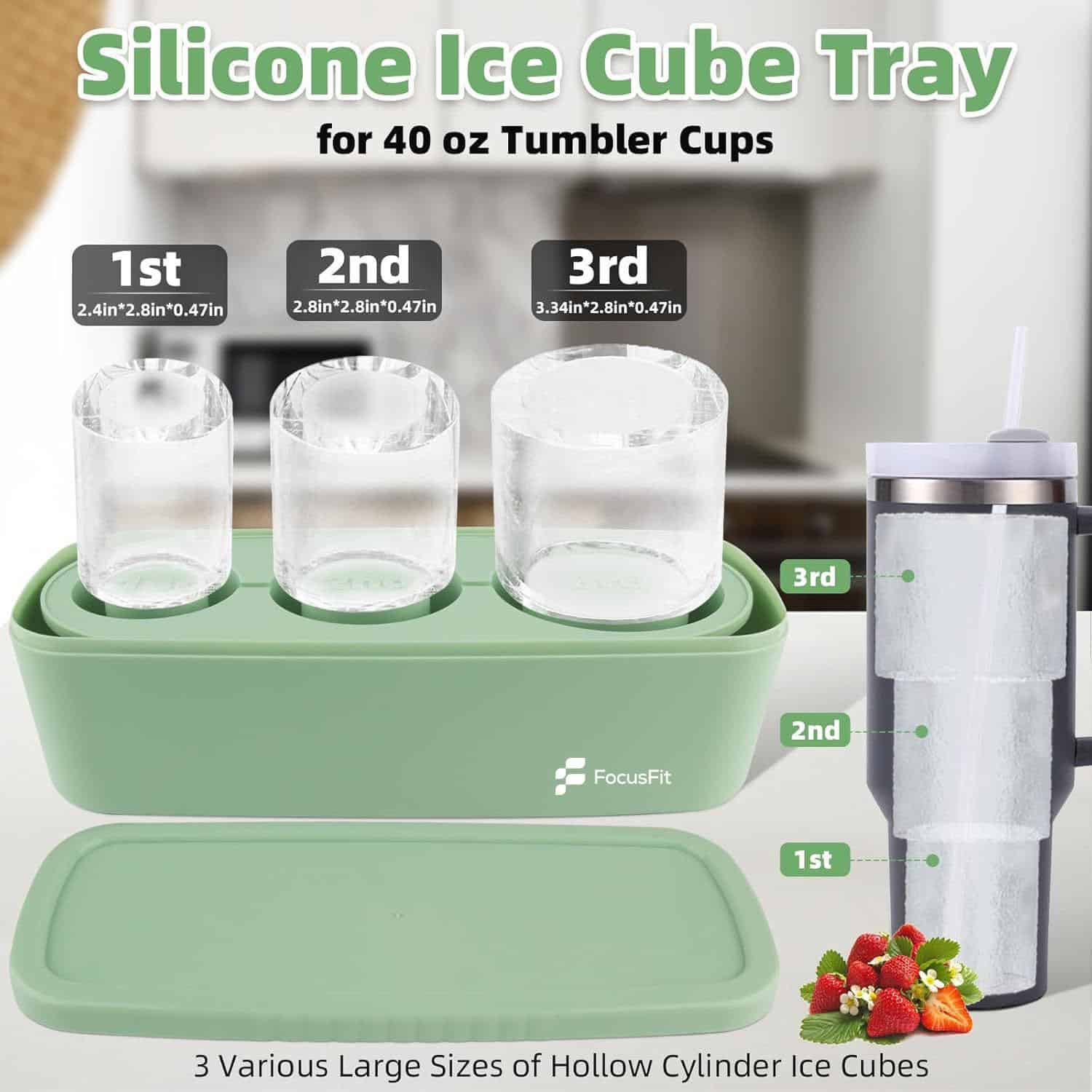 FocusFit® Silicone Ice Cube Tray Mold for Tumbler Quencher Cup - Image 2
