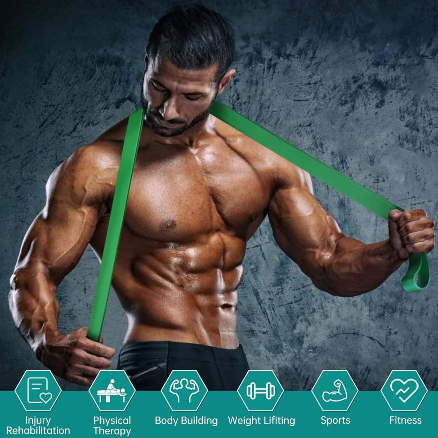 FocusFit® Resistance Band Set: For Strength Training with Bonus Lung Trainer - Image 5