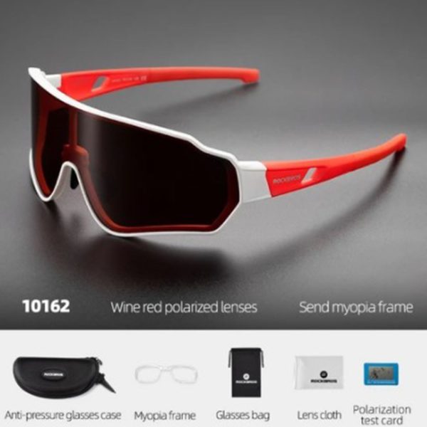 RockBros® Red & White Polarized UV Cycling Sunglasses - Image 6