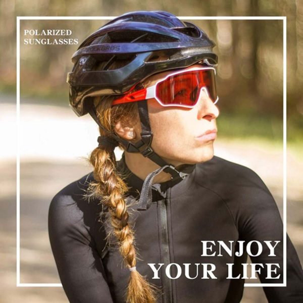 RockBros® Red & White Polarized UV Cycling Sunglasses - Image 4