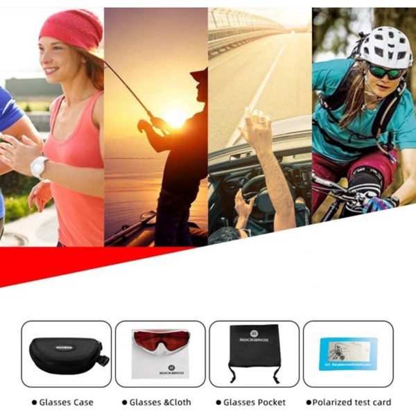 RockBros® Red & White Polarized UV Cycling Sunglasses - Image 2