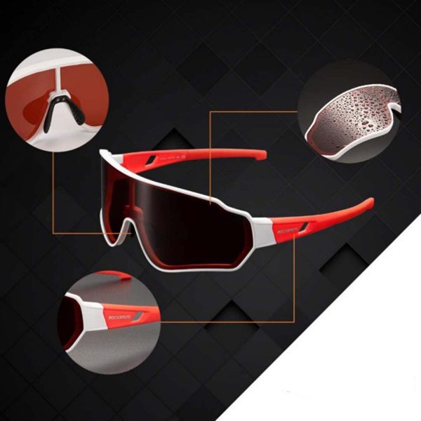 RockBros® Red & White Polarized UV Cycling Sunglasses - Image 8