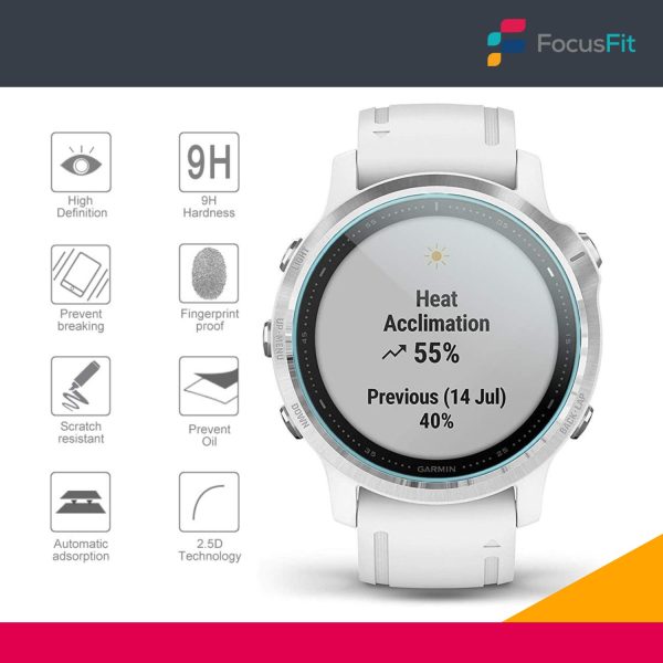 FocusFit® Tempered Glass Screen Protector for Garmin Fenix 6S - Image 3