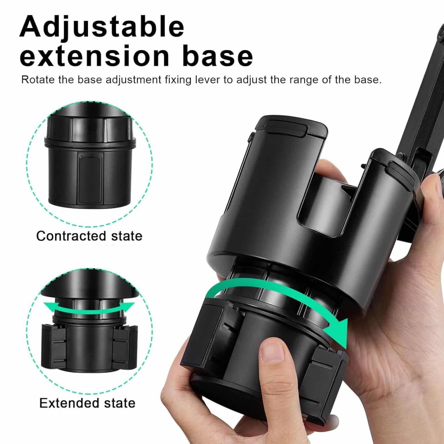 FocusOutdoor® Car Cup Holder Expander with 360° Phone Mount - Image 3
