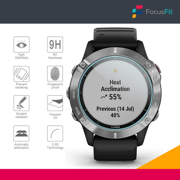 FocusFit® Tempered Glass Screen Protector for Garmin Fenix 6 - Image 3