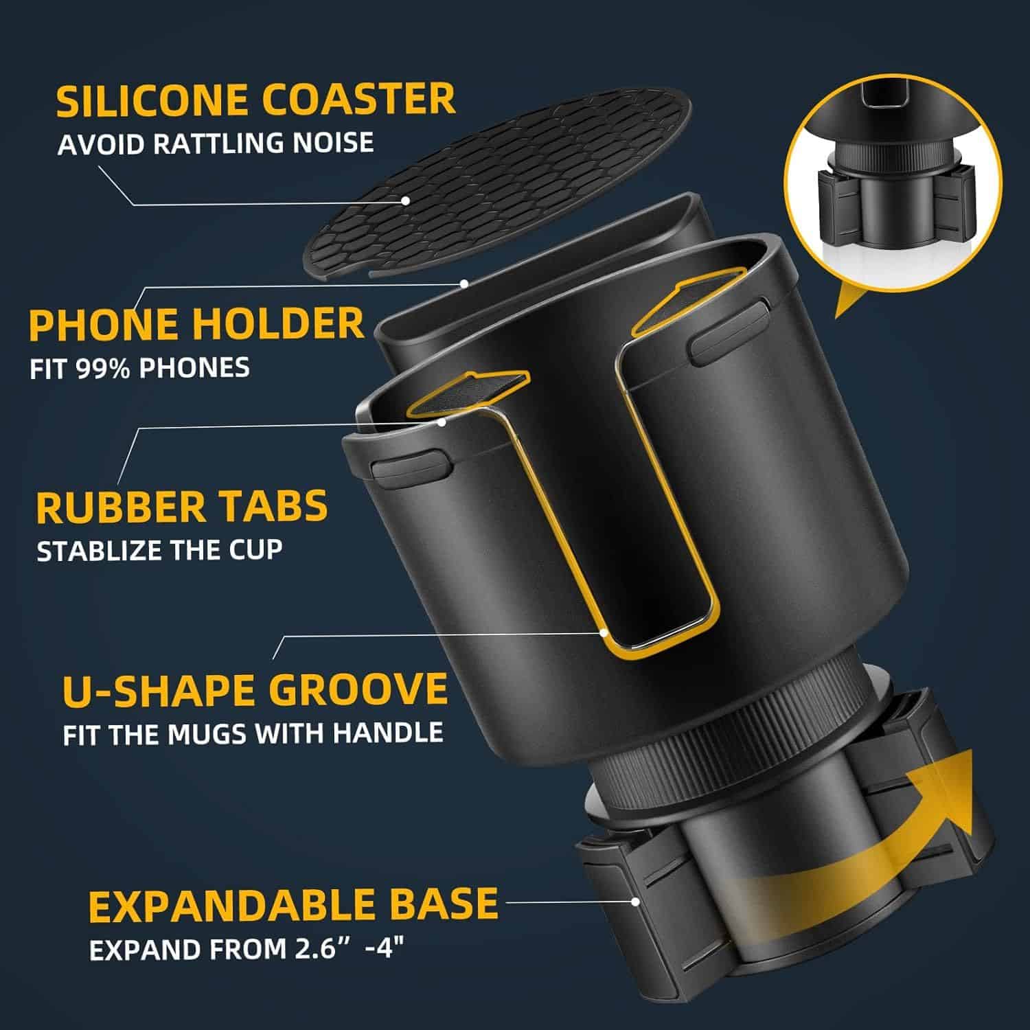FocusOutdoor® Adjustable Car Cup Holder for Large Bottles - Image 4