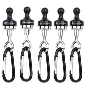 FocusOutdoor® Magnetic Camping Hook Hangers with Carabiner Clip- Set of 5