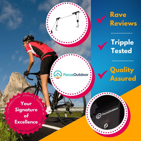FocusOutdoor® Ceiling Hoist Bike Lift Pulley System - Image 8