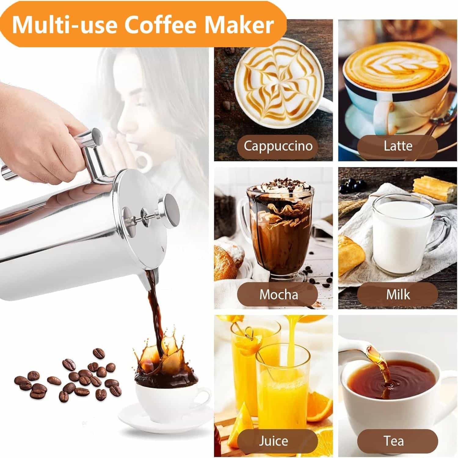 MYSO® 1L Double Wall Premium French Press Coffee Maker - Image 8