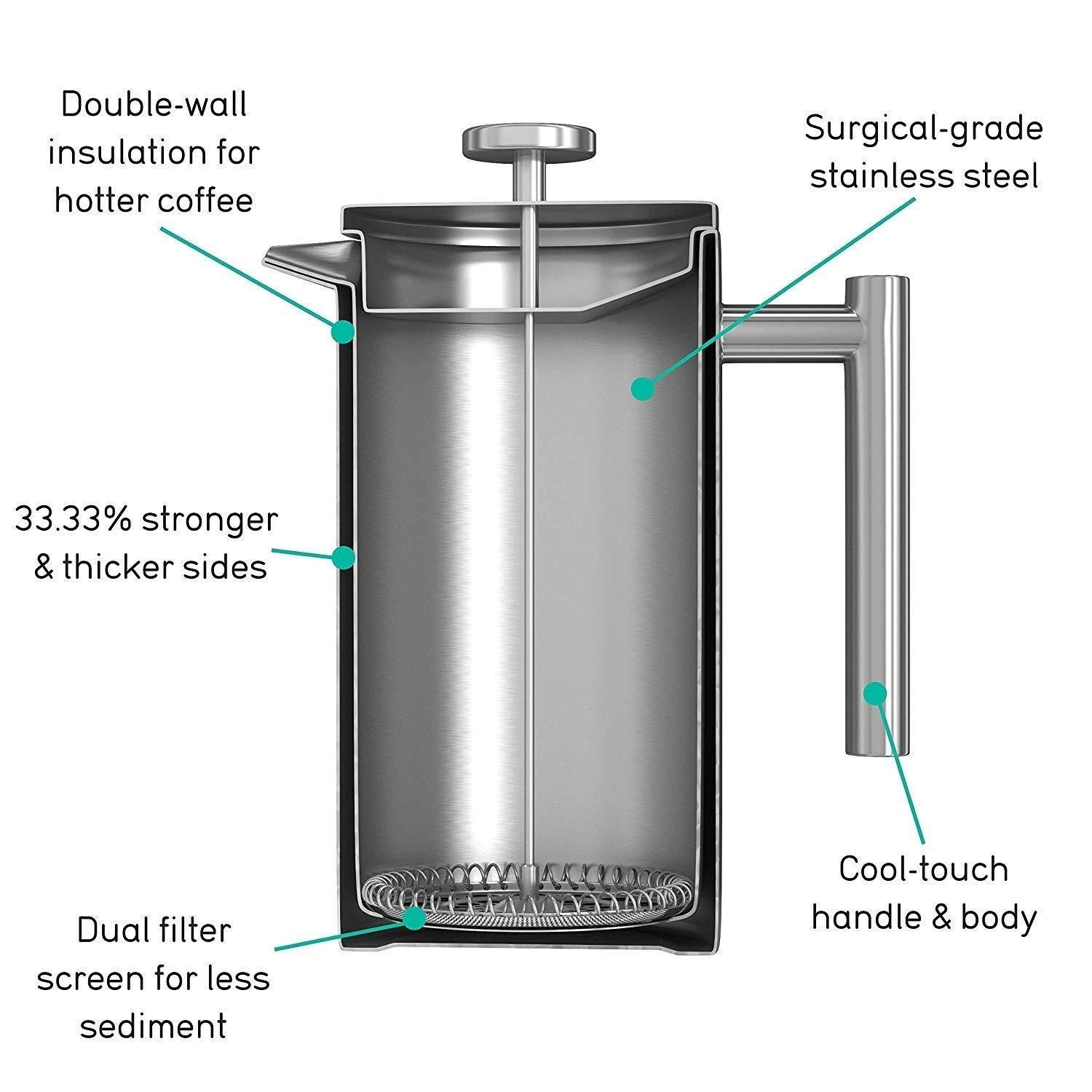 MYSO® 1L Double Wall Premium French Press Coffee Maker - Image 9