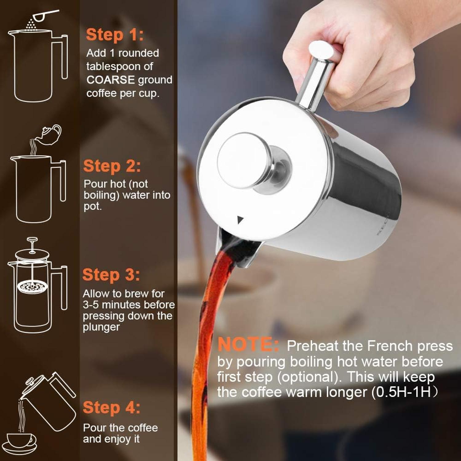 MYSO® 1L Double Wall Premium French Press Coffee Maker - Image 11