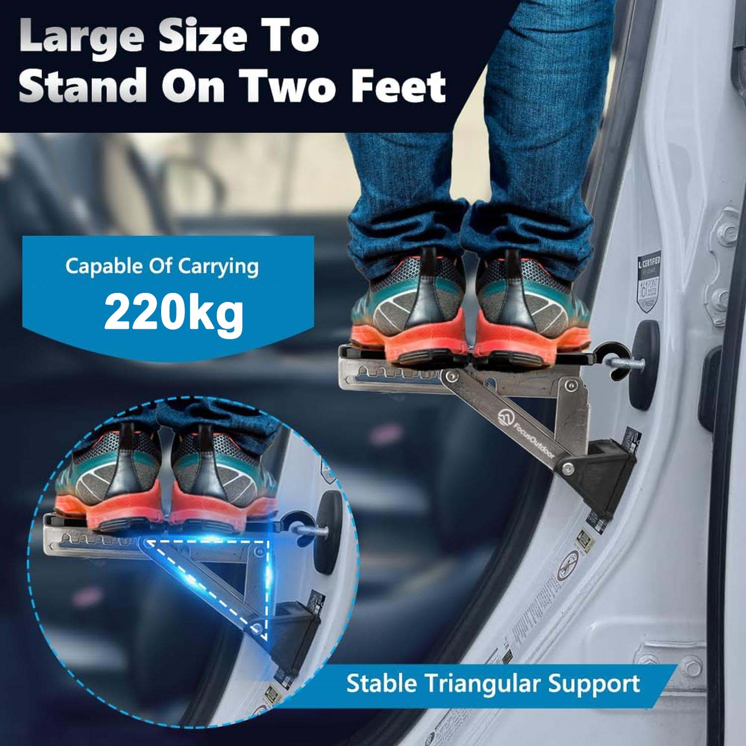 FocusOutdoor® Universal Adjustable Car Door Step Foot Stand - Image 8