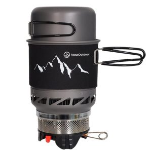 FocusOutdoor® Jet Flame Camping Stove with 1L Pot & Bowl Set