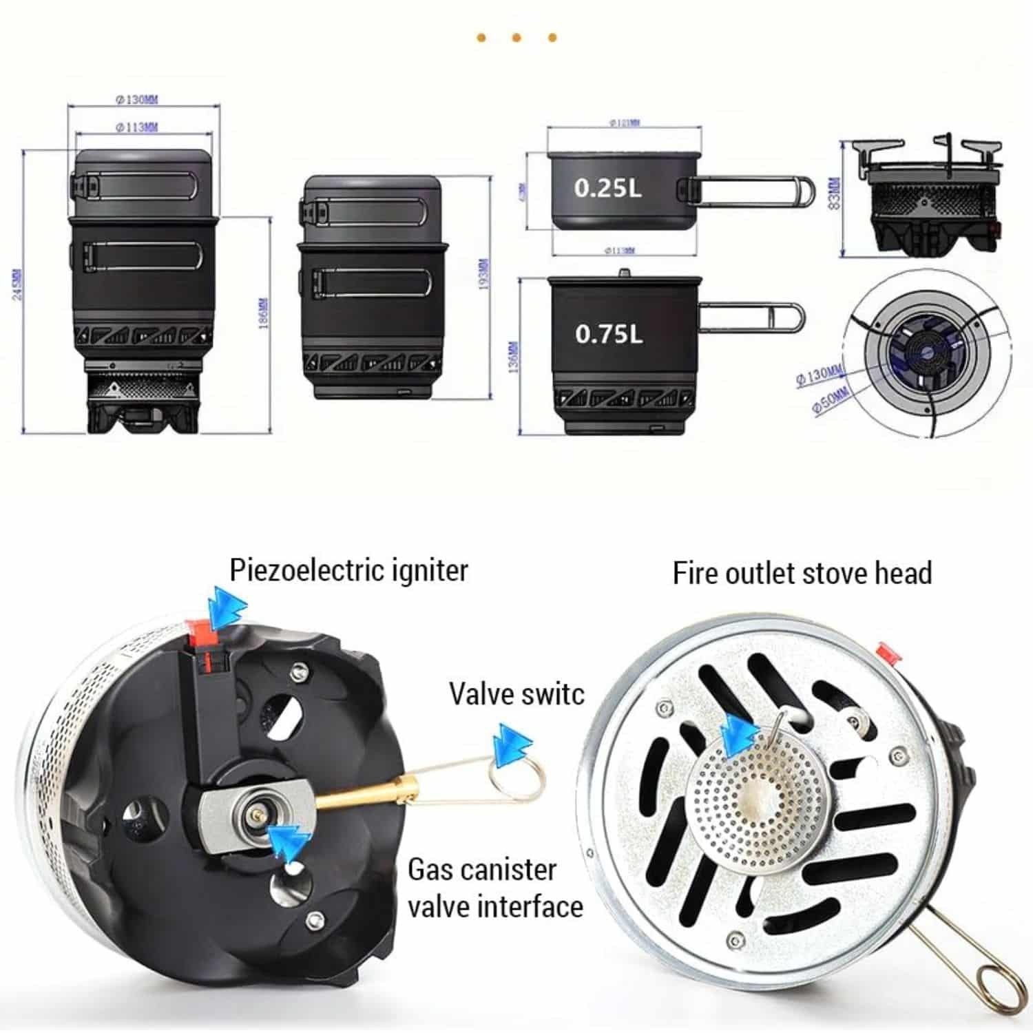 FocusOutdoor® Jet Flame Camping Stove with 1L Pot & Bowl Set - Image 3