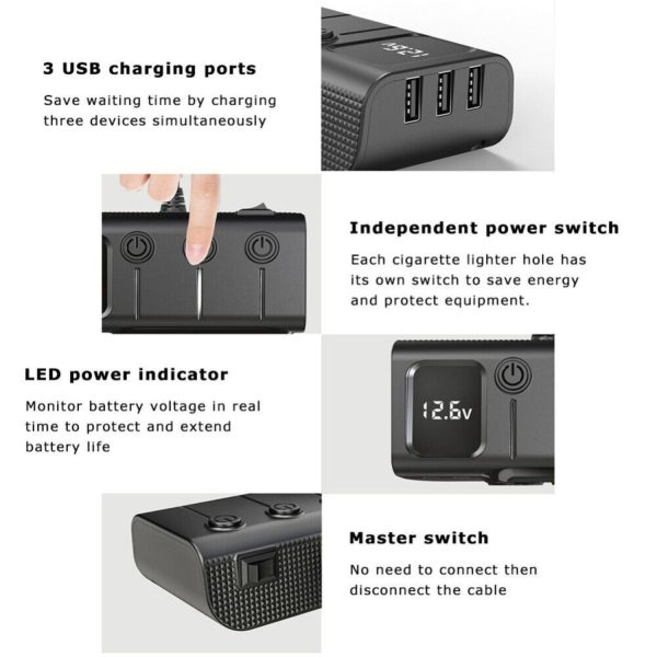 FocusOutdoor® 8-in-1 120W Car Charger Splitter Adapter - Image 7