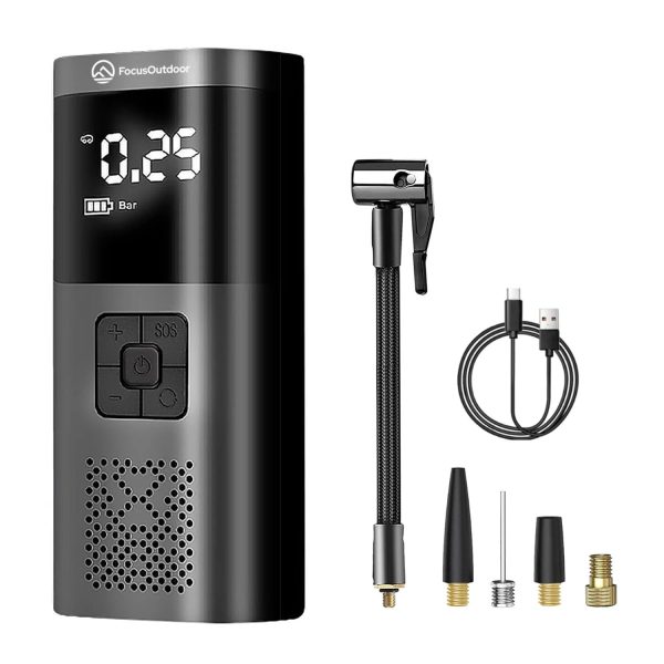 FocusOutdoor® Rechargeable Portable Tyre Inflator with Digital Display