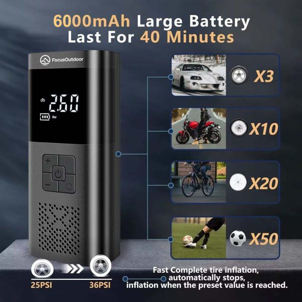 FocusOutdoor® Rechargeable Tyre Inflator with Digital Display - Image 2