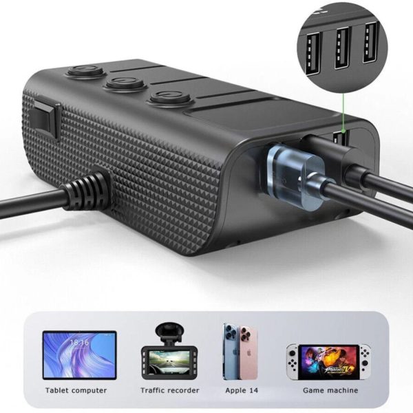 FocusOutdoor® 8-in-1 120W Car Charger Splitter Adapter - Image 3
