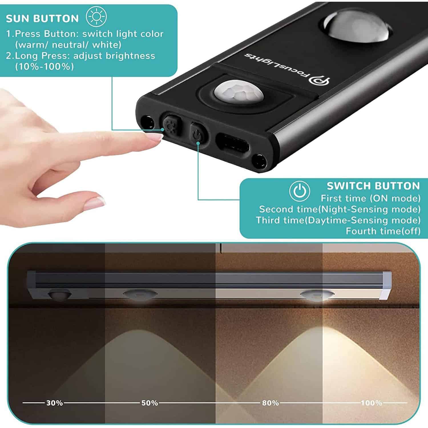 FocusLights®Smart LED Motion Sensor Under Counter Light 30cm - Image 7