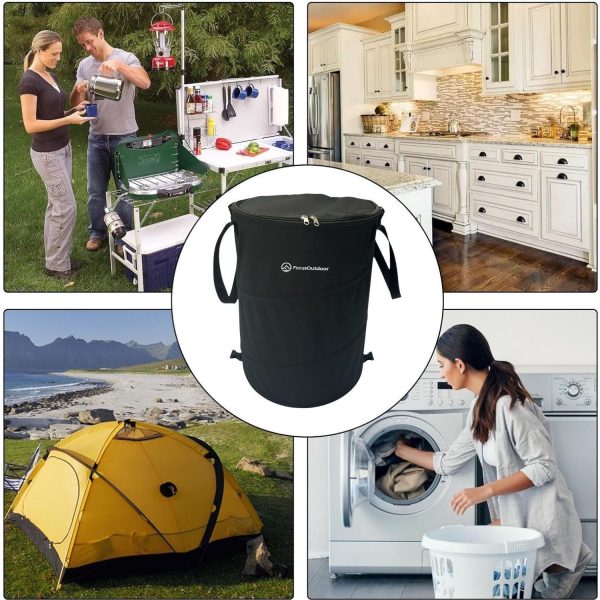 FocusOutdoor® Pop-Up Folding Garbage Bin with Lid - Image 2