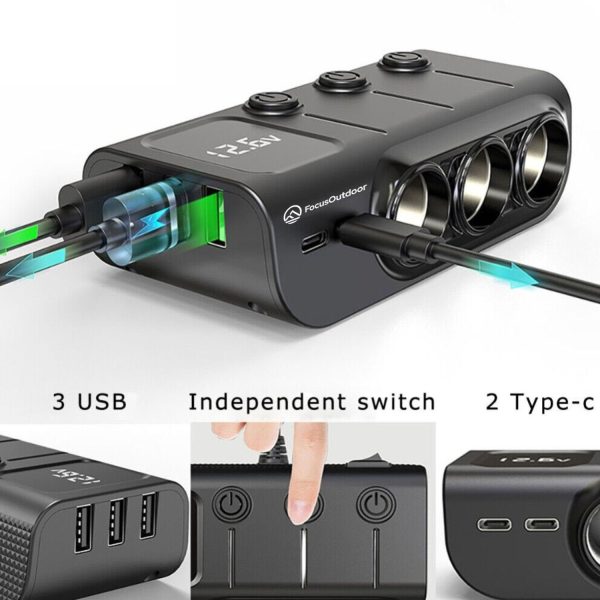 FocusOutdoor® 8-in-1 120W Car Charger Splitter Adapter - Image 5