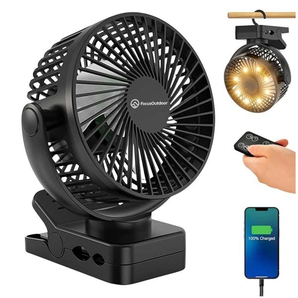 FocusOutdoor® Rechargeable Portable Fan with Remote & LED Light - Image 2
