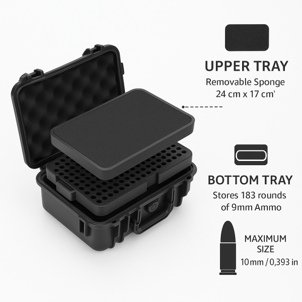 FocusOutdoor® Lockable Hard Shell Pistol & Ammo Storage Case - Image 2