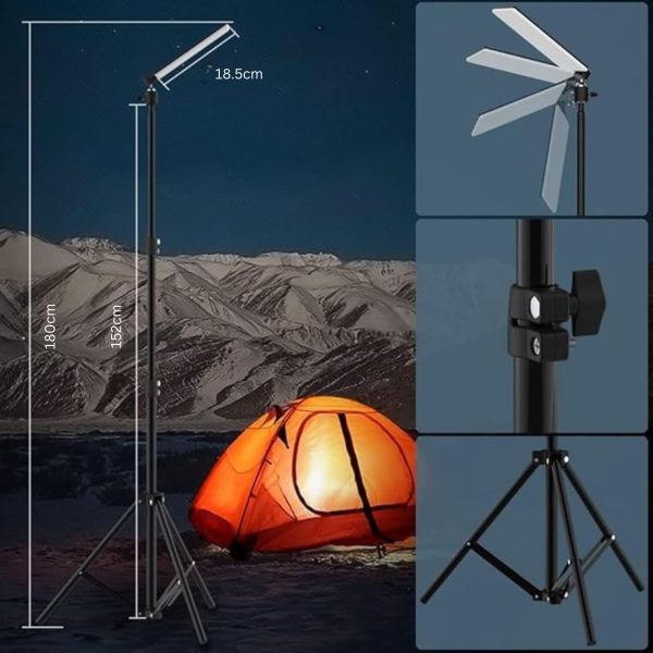 FocusOutdoor® Portable 1.8m Telescopic Tripod Light for Camping - Image 8