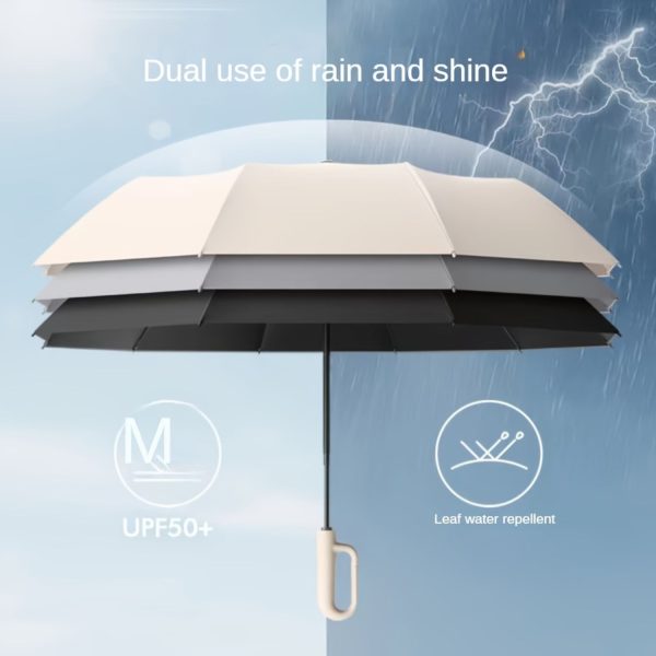 FocusOutdoor® Windproof Automatic Oversized Golf Folding UV Umbrella 138cm - Image 4