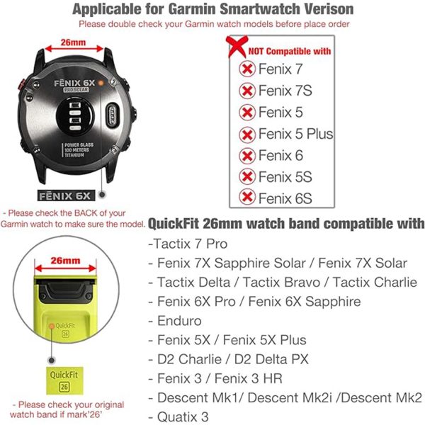 FocusFit® 26 mm Textured Strap for Garmin Fenix 3/5X Series - Image 9