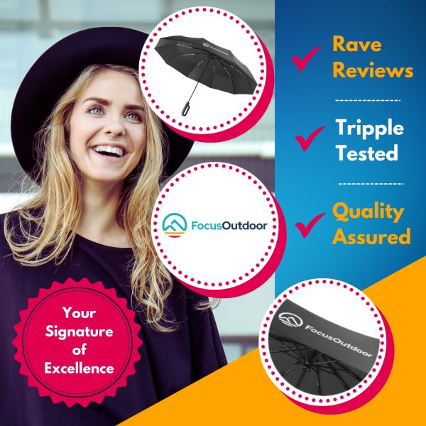 FocusOutdoor® Windproof Automatic Oversized Golf Folding UV Umbrella 138cm - Image 7