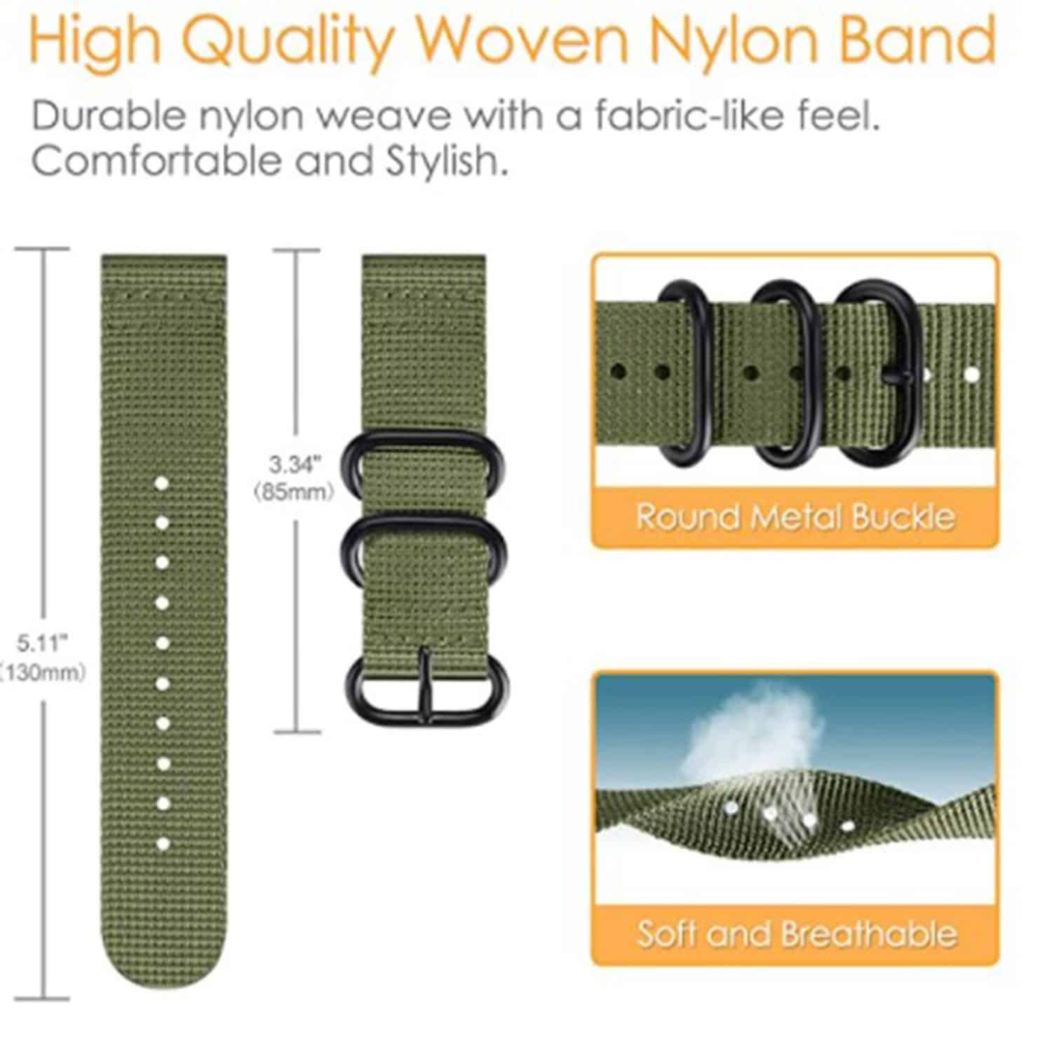 FocusFit® 20mm Quick Release Nylon Strap for Garmin Vivoactive 3 & More - Image 10