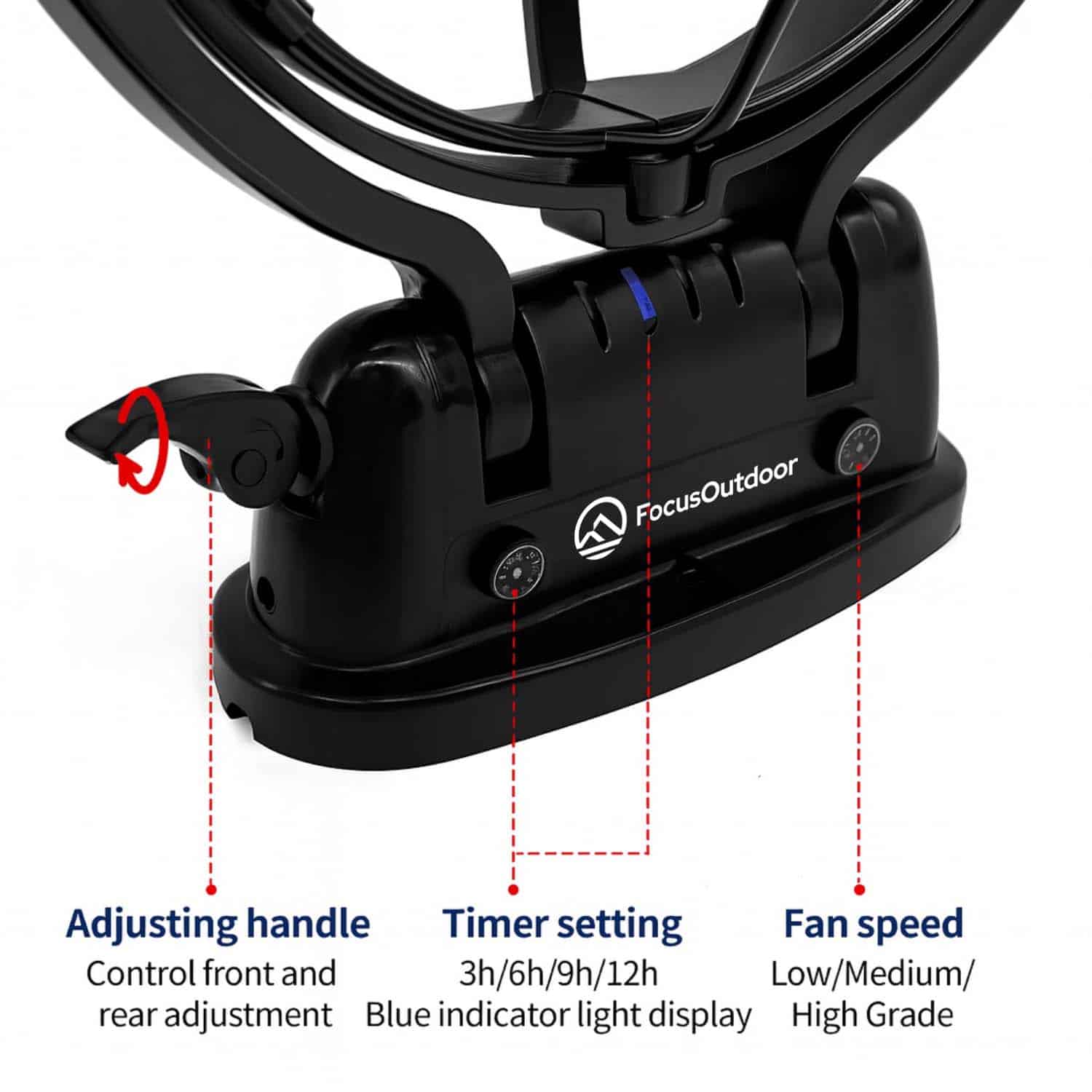 FocusOutdoor® 12V 360 Degree Omnidirectional 3 Speed Caravan Fan & Remote - Image 3