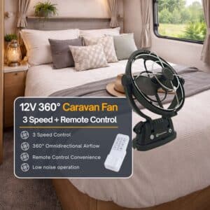 Alternative view of FocusOutdoor® 12V 360 Degree Omnidirectional 3 Speed Caravan Fan & Remote