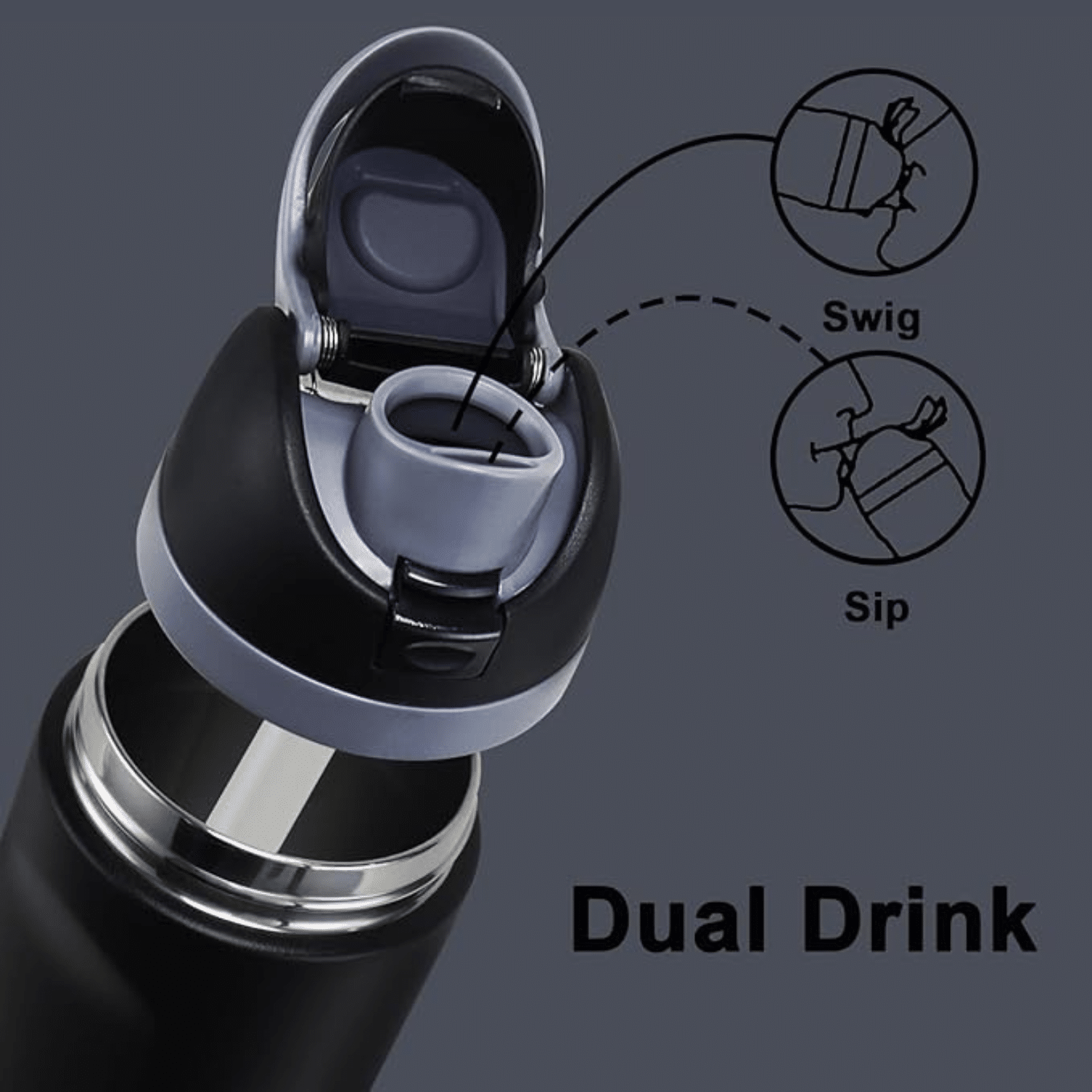 FocusFit® 900ml Triple Wall Stainless Steel Insulated Flip-Lid Water Bottle - Image 3