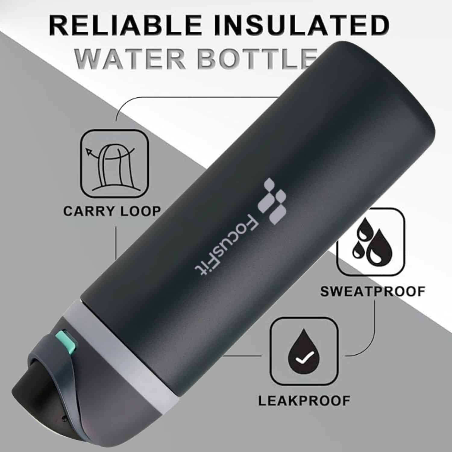 FocusFit® 900ml Triple Wall Stainless Steel Insulated Flip-Lid Water Bottle - Image 5