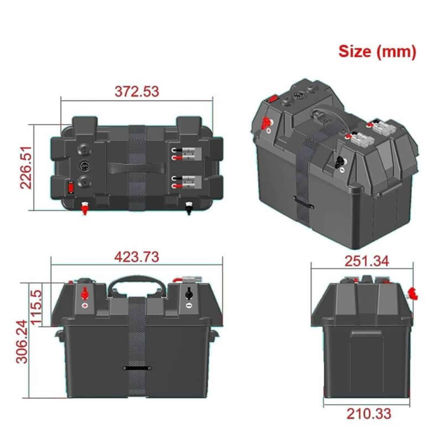 FocusOutdoor® Portable 12V Battery Box with Anderson Plugs, 12V Socket & USB - Image 9