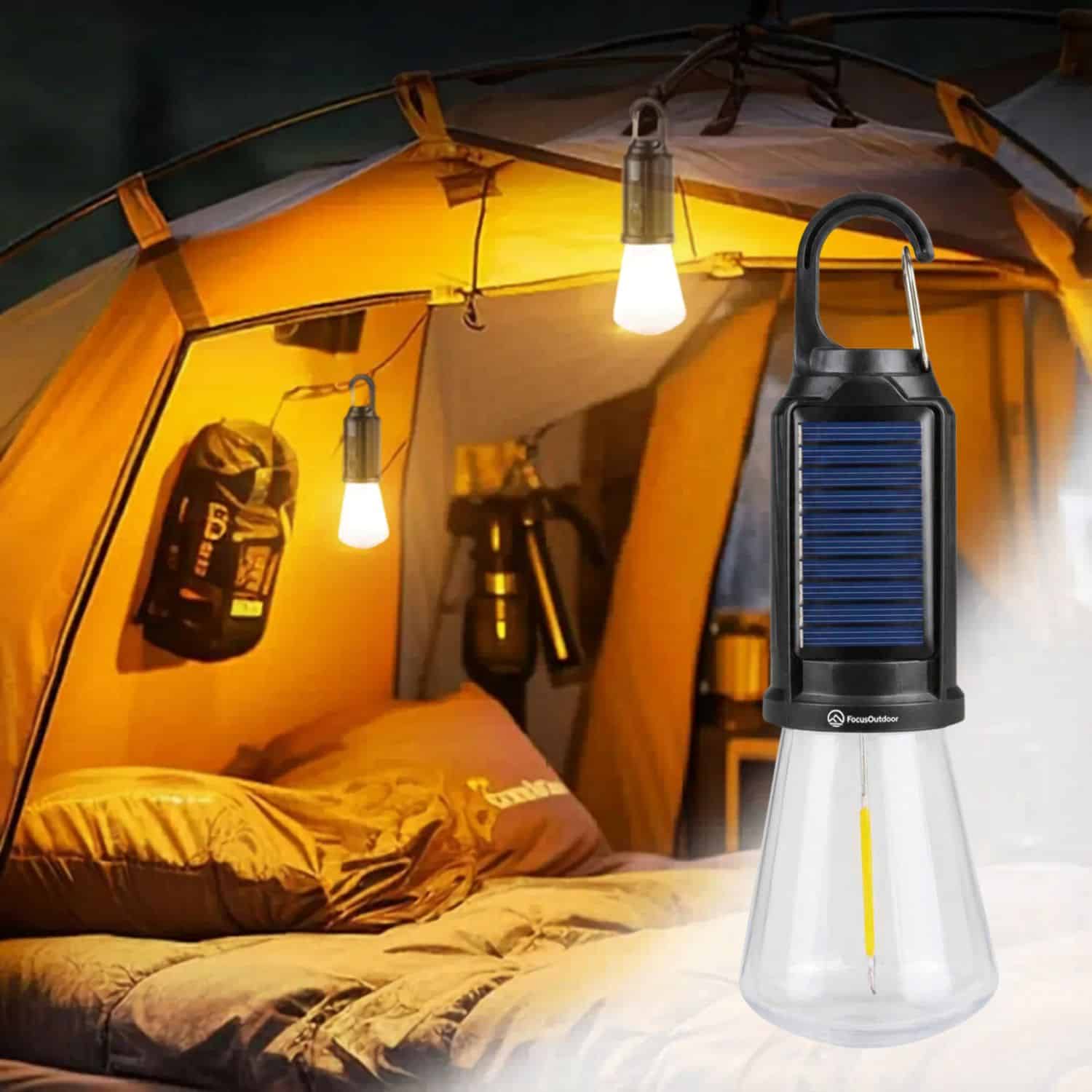 FocusOutdoor® LED Solar USB Rechargeable Camping Light 18cm - Image 4