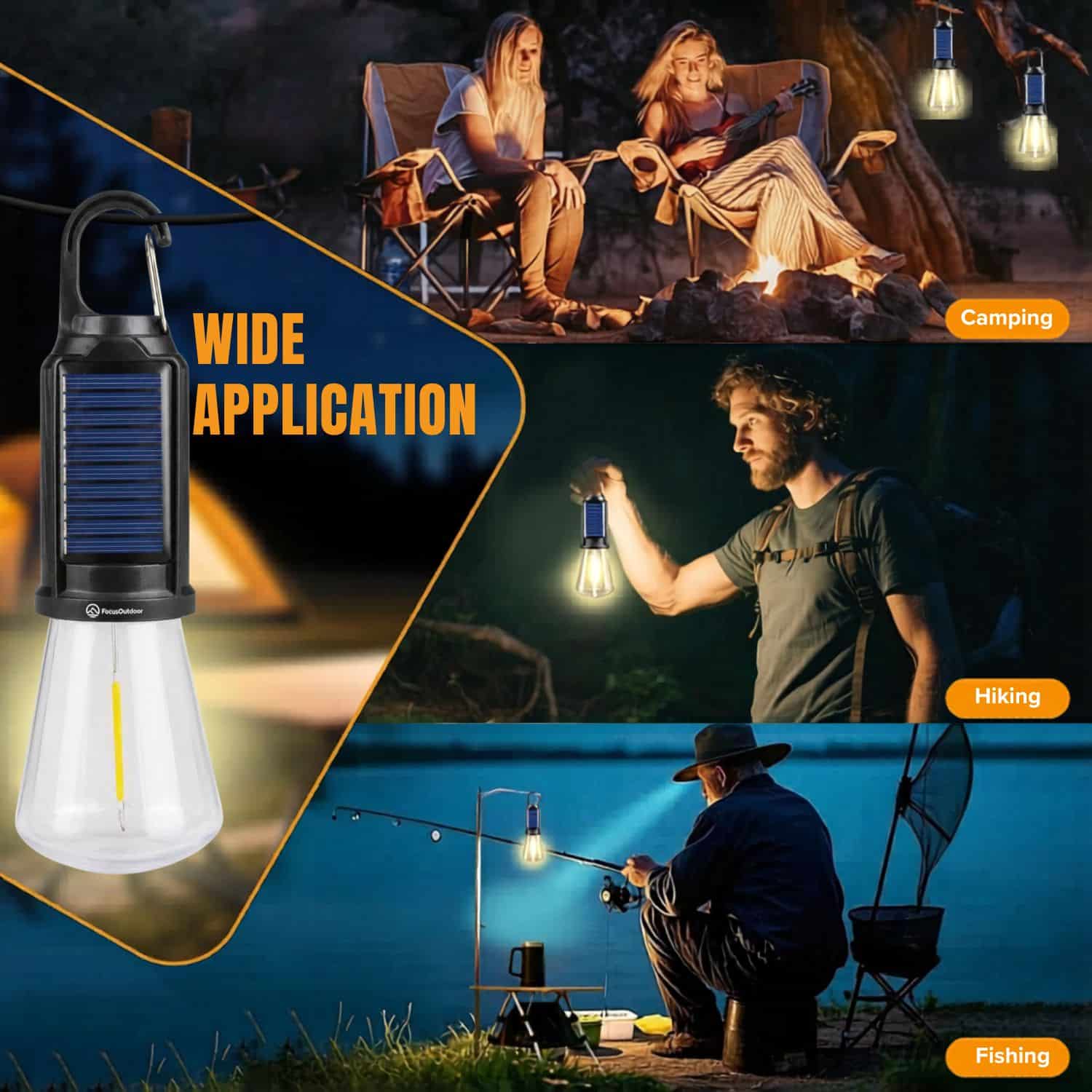 FocusOutdoor® LED Solar USB Rechargeable Camping Light 18cm - Image 9